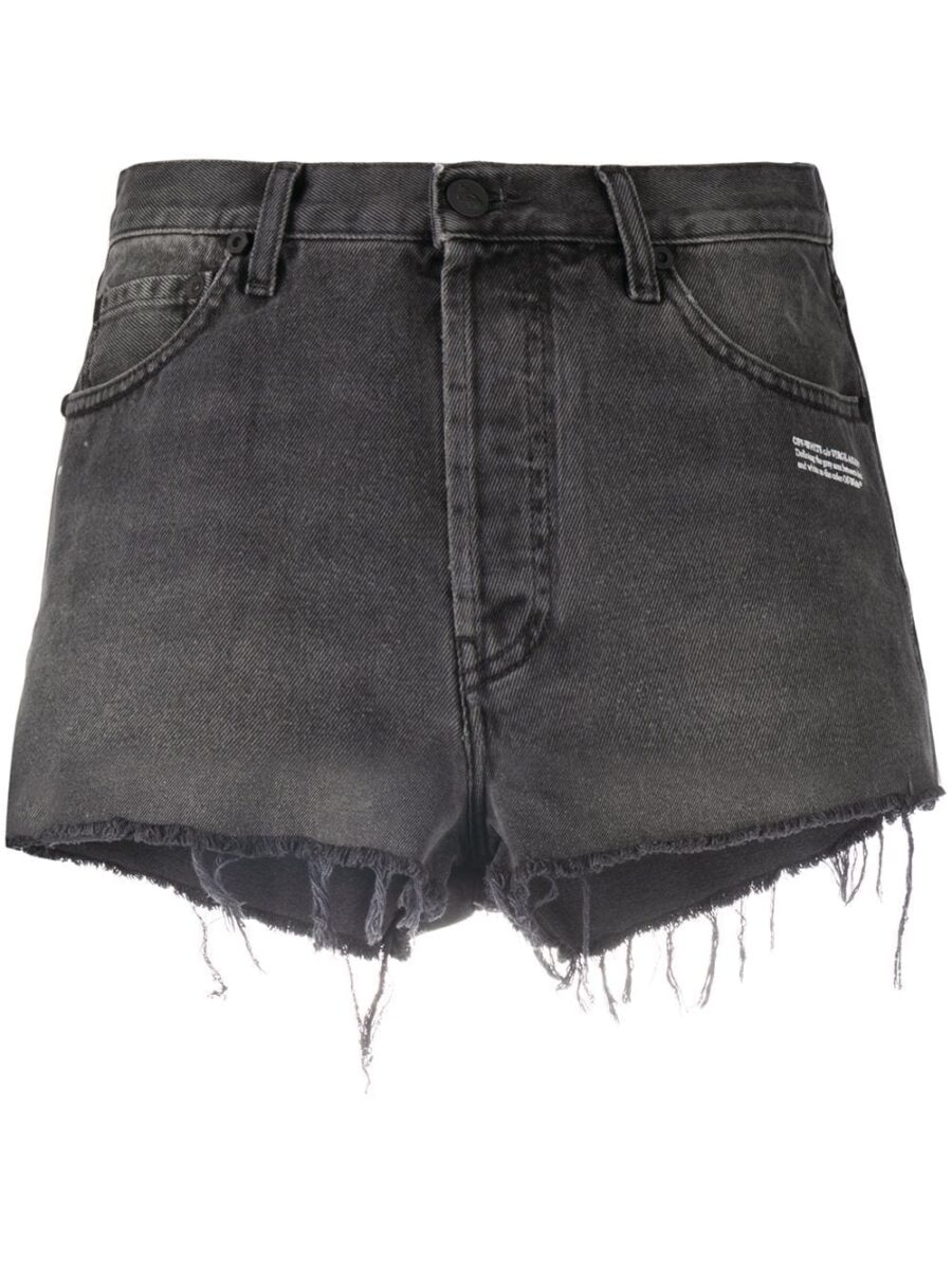 Raw-Edge Denim Shorts