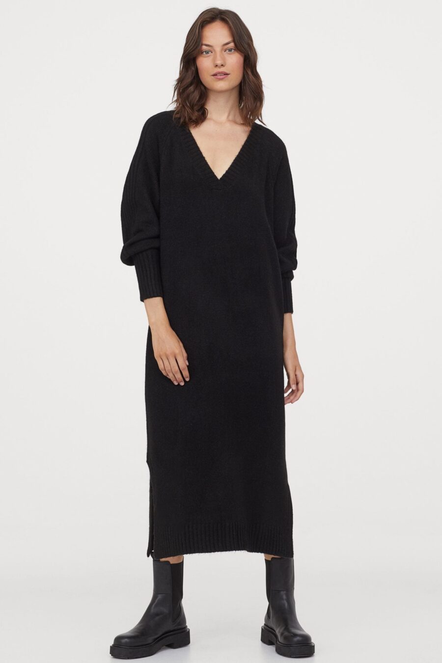 Long Black Knitter Dress - Image 2